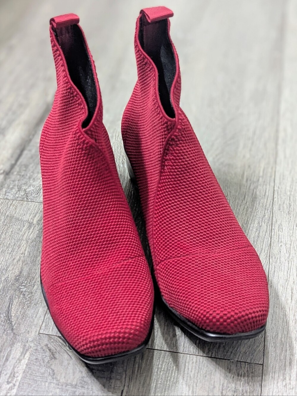 Charleston Shoe Co Red Knit Ankle Boots NWOT - Picture 7 of 7